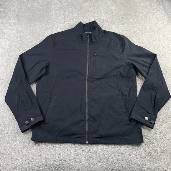 Orvis Jacket Mens Large Black Stretch Nylon Windbreaker Full Zip Pockets - Picture 1 of 15